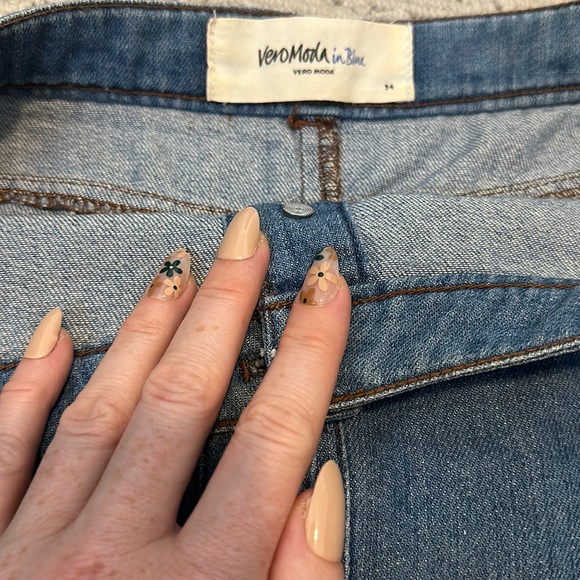 ASOS Vero Moda Front Button Down Denim Blue Jean Skirt ‘70s Boho in Small - Picture 7 of 8